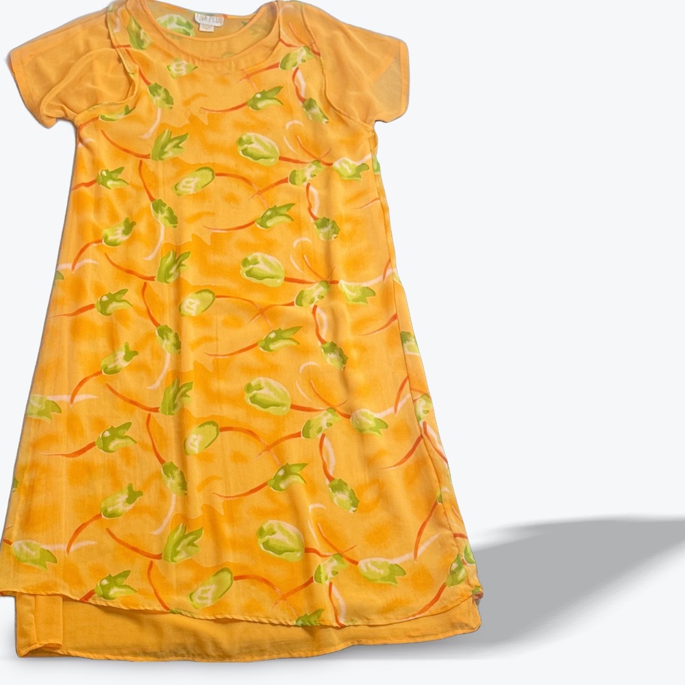 Riva Plus 1X‎ Yellow Floral Tulip Print Midi Dress - Flowy Summer